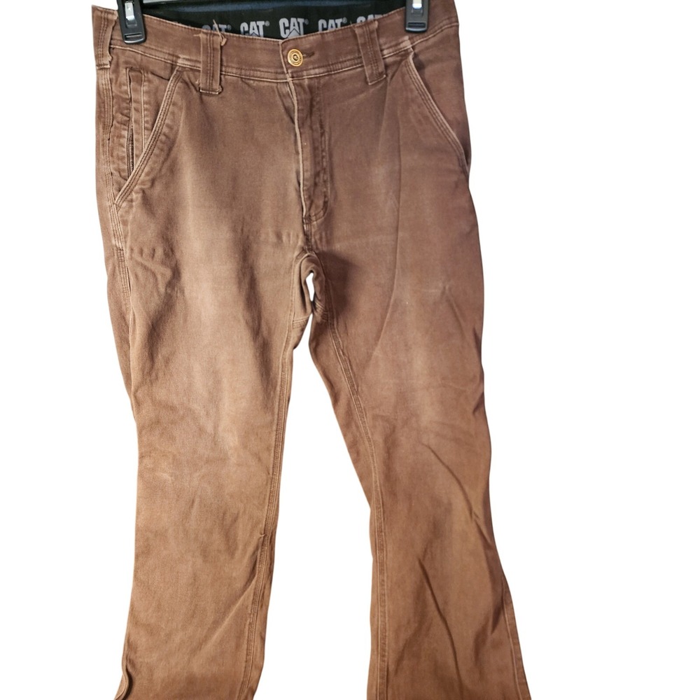 Caterpillar CAT Mens Brown Canvas Work Pants Utility Trousers 32x34 1752054 READ